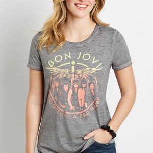 Maurices Bon Jovi Burnout Graphic Band Tee Womens Size XS